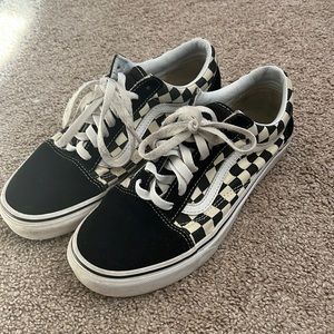 Black checkered board vans